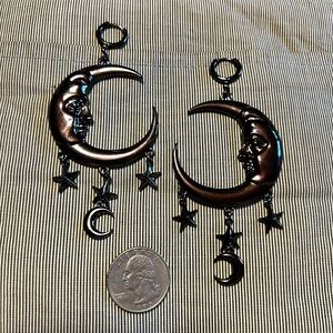 POLARITY by KILLSTAR Crescent Moon Earrings with Stars and Moons